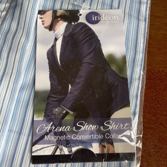 Irideon Striped Arena Show Shirt Long Sleeve Button Up Shirt Equestrian Size 30 - Picture 3 of 4